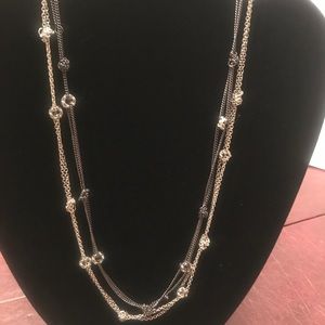 Black and silver crystal studded necklace